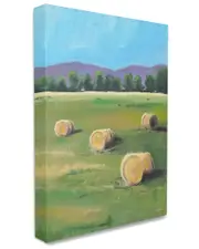 Stupell Industries Open Country Farmland Landscape Yellow Hay Bails Stretched Canvas Wall Art by Allayn Stevens
