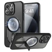 Magnetic Phone Case for iPhone 16 Pro, Shockproof, Bracket, Aromatherapy & Heat-Dissipating, Black