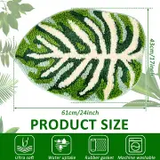 Green Leaf Mat Non Slip Palm Shaped Bathroom Mat Super Absorbent Bathroom+