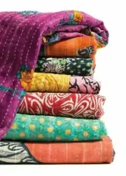 Pack of 10 Pcs Indian Kantha Quilt Vintage Reversible Handmade Patchwork Blanket