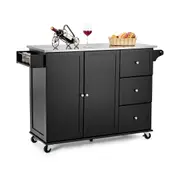 Giantex Mobile Serving Cart Kitchen Island w/Wheels Trolley Serving Cart Black