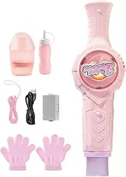 Automatic Bubble Machine for Kids, Interactive Elastic Bubble, Fun Bubble Blowing Machine with Colorful Lighting, Bubble Maker Toys with Solution for Birthday Celebration