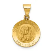 14k Yellow Gold 14k Polished and Satin Our Lady of Sorrows Medal Hollow Pendant
