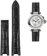 [MGTCAR] 18 * 10mm 20 * 12mm Cowhide Leather Strap Concave Brown Black Calfskin Bracelet Folding Buckle For Cartier PASHA WSPA0009 Watchband