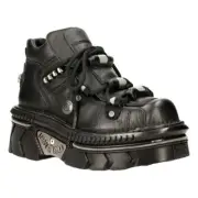 New Rock Boots M-215-S6 Unisex Metallic Black 100% Leather Goth Techno Biker