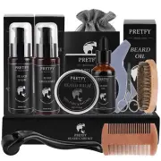 10 In 1 Pretfy Beard Grooming Kit Beard Oil Balm Conditioner Shampoo Gifts Man
