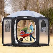 [porayhut] Pop Up Greenhouse Tent,Portable Large Walk-in Flower House 10’X10’ ,Indoor Outdoor Gardening Plant Sunshine Room with PVC Mesh Cloth Cover for Protecting Plant from Cold Frost & Birds