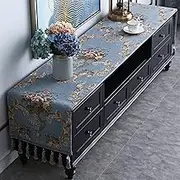 European TV Cabinet Cover Cloth Tassel Tablecloth Table Runner Household TV Ark Dustproof Cover Dresser Table Runner for Home Decor (Color : Style 2, Size : 50x280cm)