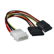 [AT-MOLEX-TO-SATAX2] Internal Power to SATA Molex Cable - 4 pins to 2x 15 pins 18AWG RoHS