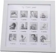 Baby First Year Photo Frame Newborn Monthly Picture Frame 12 Months Baby Growth Record White