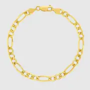 18K Gold Vermeil Figaro Chain Bracelet 5mm Mens Sterling Silver Italian Link
