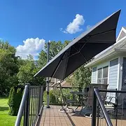 Purple Leaf 3X3 M Large Cantilever Umbrella Outdoor, Patio Umbrella with Crank Handle and Tilt, Offset Umbrella for Deck, Grey