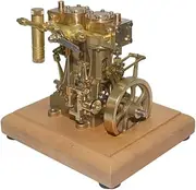 FunXylophy Engine That Works, 3.7CC Mini Retro Vertical Double-Cylinder Reciprocating Double-Acting Steam Engine Model with Speed Reducer, Fun Educational Science Experiment Kit