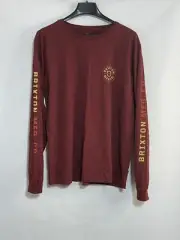 Brixton "Crest" Long Sleeve Tee Burgundy T-Shirt Mens M