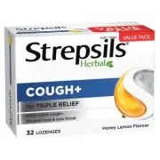 Strepsils Herbal Cough + Lozenges Honey Lemon 32 Pack
