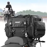 [Rhinowalk] Motorcycle Travel Luggage, Expandable Motorcycle Tail Bag 60L,Waterproof All Weather/Trunk/Rack Bag with Sissy Bar Straps-Black