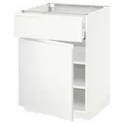 METOD / MAXIMERA base cabinet with drawer/door, white/Voxtorp matt white, 60x60x80 cm