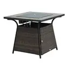 Square Outdoor PE Rattan Fire Pit Table Gas Burner Heater w/ Control Panel, Slat
