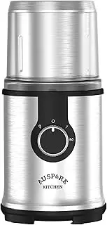 AUSPURE Coffee & Spice Grinder, 90g Capacity, Detachable Stainless Steel Bowl, Powerful for Beans, Dry Herbs, Transparent Lid, Safety Lock, Overheat Protection
