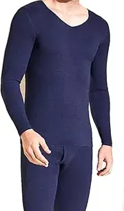[ZJJJSKJ] Thermal Double-Sided Seamless Men's Thermal Underwear Suit Autumn and Winter Men's AB Surface Fleece Long Johns Breathable Fleece Autumn and Winter Long Tops and Trousers(Size:X-Large,Color:Blue)