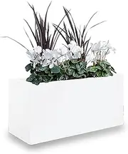 Greenlife Metal Designer Planter Box with Base 600 x 300 x 300mm Vibrant White