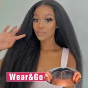 Kinky Straight 13x6 HD Lace Frontal Wig Human Hair Brazilian Glueless Yaki 13x4