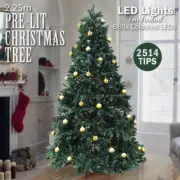 2.25m 7.5ft Prelit LED Christmas Xmas Tree Green Massive 2514 Tips and 680x LEDs