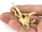 Goat Skull Ring Adjustable Raw brass (18mm 8US inner size) 5228