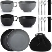 Berglander Camping Mess Kits, Camping Silverware Set Spoons Forks Knives, Camping Essentials Gear, Camping Accessories for Travel, Camping, Picnic, Outdoor, Easy to Carry and Clean