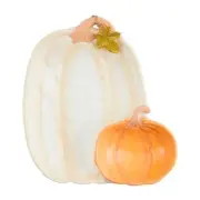 Mud Pie Home White Pumpkin Chip and Orange Dip Dish Texture Shape Autumn Set