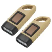 Hand Crank Solar Powered Flashlight, 2 Pcs Rechargeable LED Flashlight, Khaki