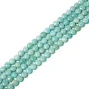Natural Grade A Blue Green Amazonite Faceted Coin Beads Size 8mm 15.5'' Strand