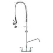 Commercial Wall Mount Kitchen Faucet with Pre-Rinse Sprayer and Rotating Spout