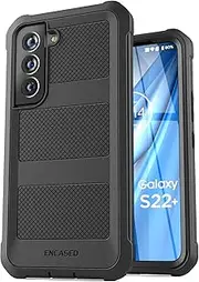 [ENCASED] Falcon Designed for Samsung Galaxy S22 Plus, Protective Full Body Phone Case (Black)
