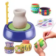 Educational Arts Craft Kids DIY Mini Machine Pottery Wheel With Self-hardening Fireing Free Clay And Paint Set