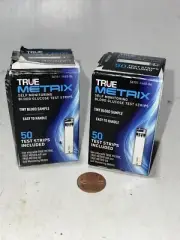(2) TRUE Metrix Self Monitoring Blood Glucose Test Strips 50 Count Exp04-25-2025