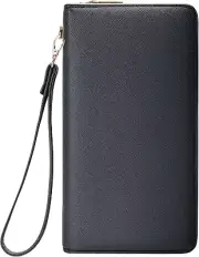 Cartera de mujer con bloqueo RFID, bolso de mano largo con cremallera alrededor