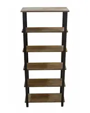 Alaterre Pomona 70inH 5-Shelf Metal and Solid Wood Bookcase