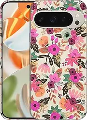 [GlamCase] for Google Pixel 9 Pro 5G, Google Pixel 9 Pro Case - Flower Pattern Printed Slim & Sleek Cute Plastic Hard Snap on Protective Designer Back Phone Case/Cover for Pixel 9 Pro
