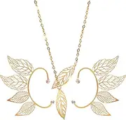 [LaVenty] Leaves Ear Cuff Gold Elf Ears Forest Elf Ear Cuff Fairy Ear Cuffs Leaves Choker Necklace Forest Elf Costume Elf Accessories