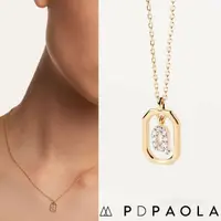 在飛比找momo購物網優惠-【PD PAOLA】西班牙時尚潮牌 迷你鑲鑽Q字母項鍊 金色