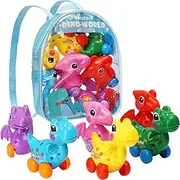 Dinosaur Toys for 3-6 Year Olds - 6 Pack Wind Up Pull Back Toys for Girls, Boys, Toddlers - Birthday Party Supplies Favors With Backpack