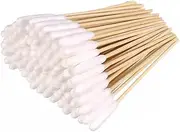 AIMALL 6 Inch Long Cotton Swabs for Medium and Large Pets Ear Cleaning or Makeup, 200 Pack, Natural Bamboo and Soft Cotton, Safe and Hygienic Ear Care Tools