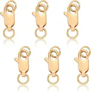 [Cozevdnt] 18k Gold Plated Brass Lobster Clasp, 6pcs 12x6mm/0.47x0.24inch Lobster Clasp, 12pcs Open Jump Ring for Jewellery Making Keychain Rings Hoop Keychain Rings Necklace Clasp