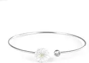 [FEATUR] Ladies Jewellery Gift,Silver Bracelets for Womens,Charm Bracelet, 925 Silver Petal Chrysanthemum Bracelet Female Japanese and Korean Style Simple Small Fresh Embellished Zircon Acceptance Silver