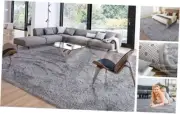 Soft Modern Indoor Large Shaggy Rug for Livingroom Bedroom 8 x 10 Feet Grey