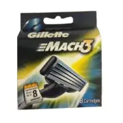 Gilette MACH 3 Cartridges Refill 2-Pack of 4 Razor Blades SHAVE HANDLE INCULDED