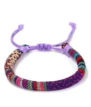 Boho Hippie Tribal Charm Serape Round Bracelet Anklet Hand Woven Cotton Unisex
