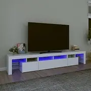 TV Cabinet, Entertainment Unit TV Stand TV Unit TV Cabinet with LED Lights White 230x36.5x40 cm