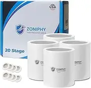 20-Stage Shower Head Filter Replacement Cartridge – Universal Shower Water Filter for Hard Water, Reduces Chlorine & Impurities for Softer Skin & Healthier Hair – High Output, Long-Lasting (Four Pack)